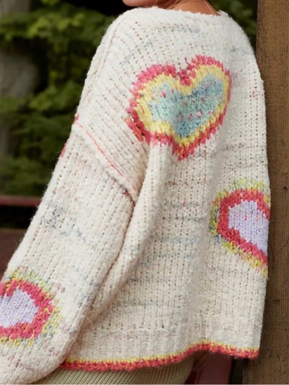 Anthropologie Daily Practice Love Me Heart Cardigan M/L Open Front Wool Blend - Picture 4 of 16